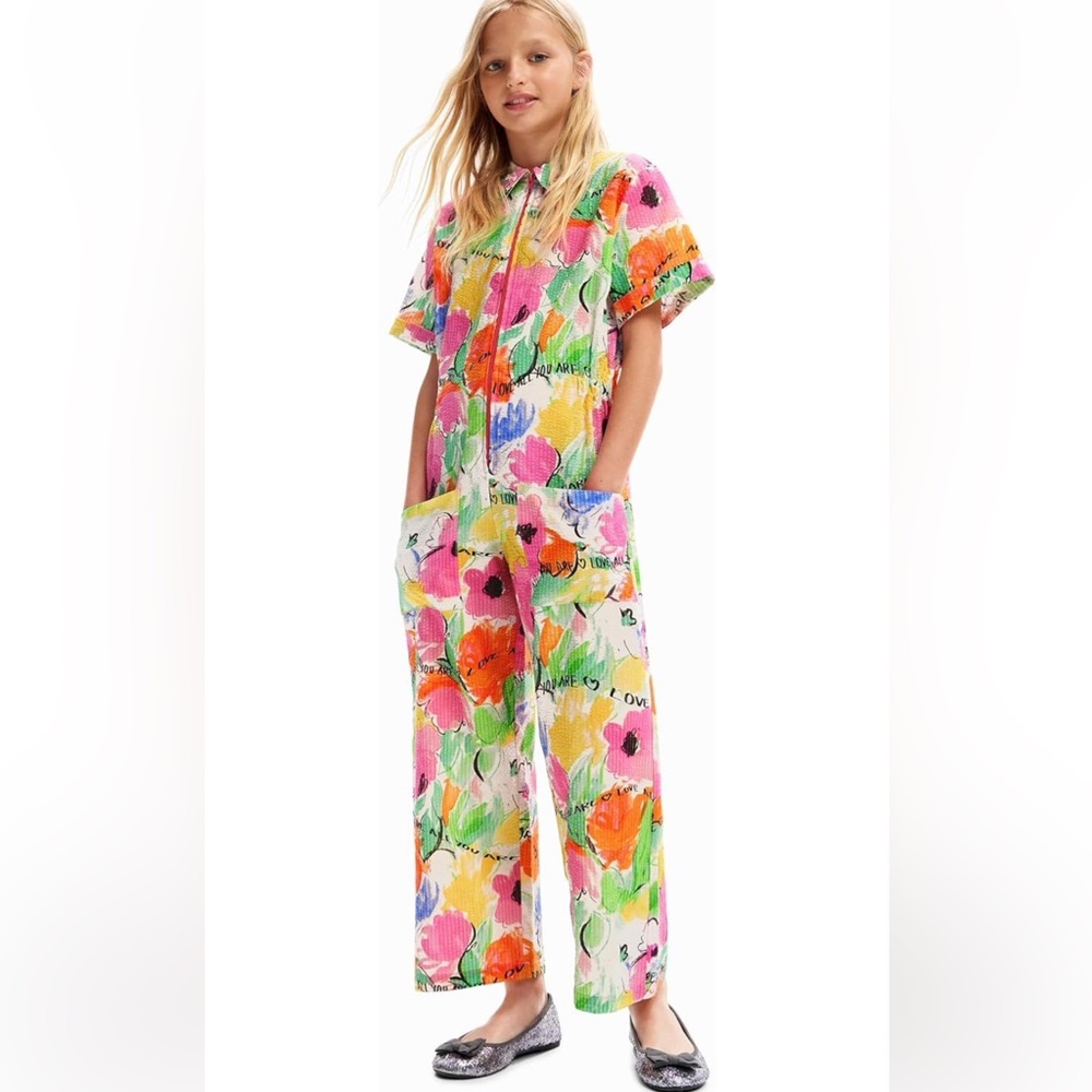 NWT‎ DESIGUAL LITTLE GIRLS LONG FLORAL JUMPSUIT 5/6